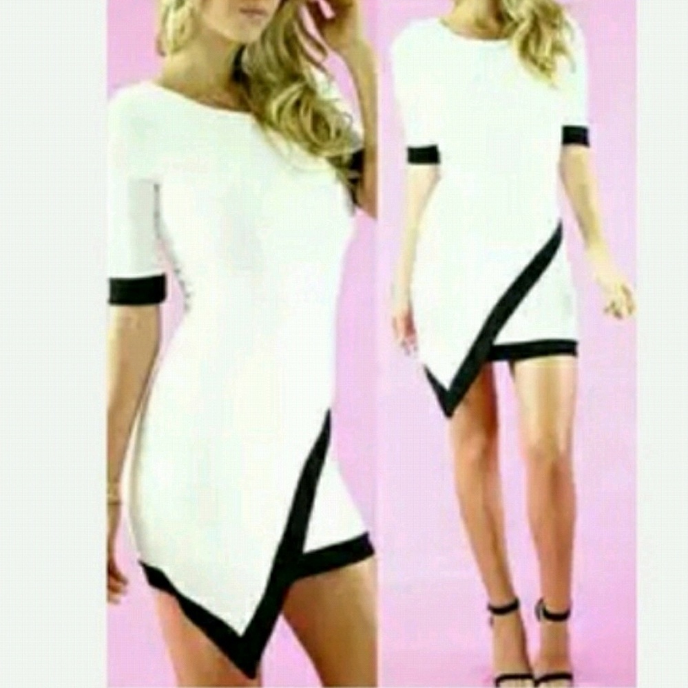 Blue asymmetrical bandage dress